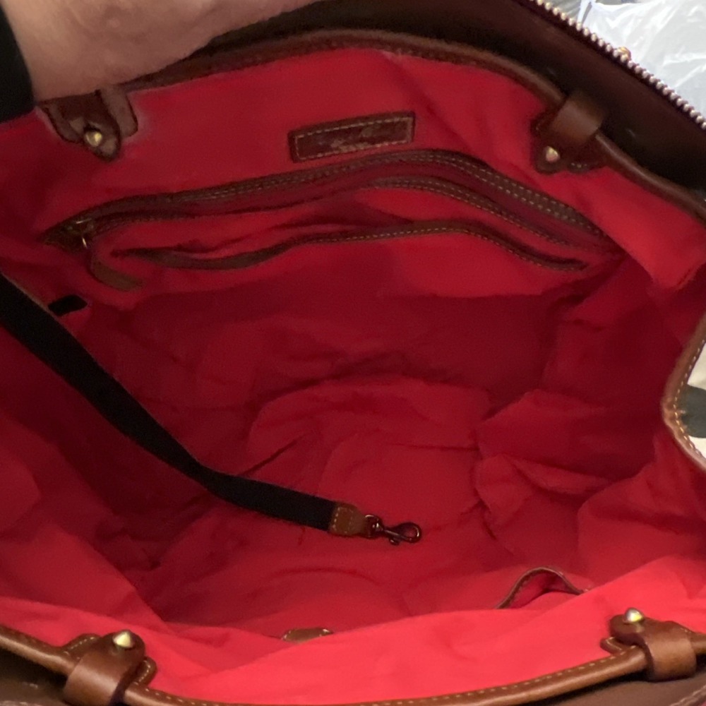 Dooney & Bourke Leather n Canvas Weekender Travel Zebra Satchel Tote Bag 17" lg - Picture 8 of 11